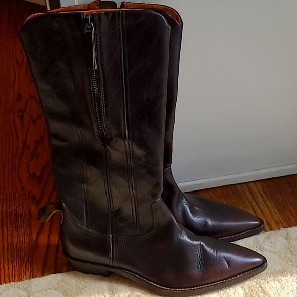 Free People We The Free Allistar Leather Pointed Western Boots-Bitter Chocolate - Picture 4 of 10